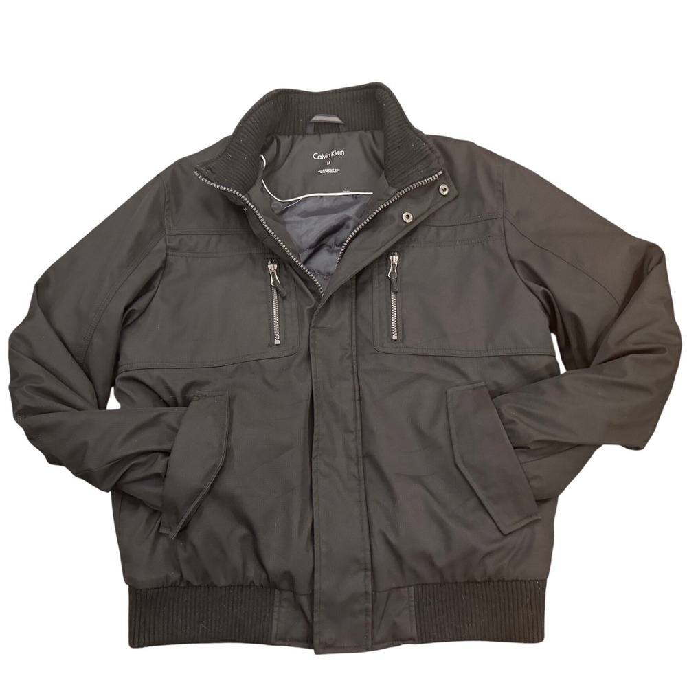 Calvin Klein Mens Black Water Resistant Wind Protection Bomber Jacket Size M